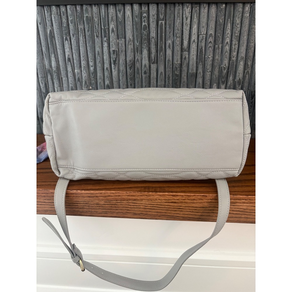 Betsey Johnson Grey Quilted Satchel Heart Lock Scarf Accent Crossbody NWOT - Picture 6 of 8